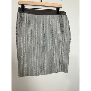 PORTS 1961 Pencil Skirt Geometric Pattern Italian Made Silk Blend Size 6